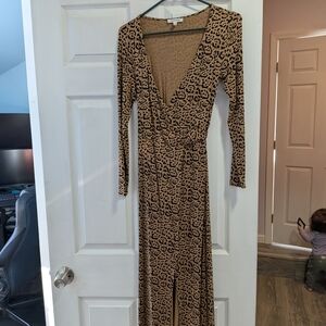 Good American Animal Print Long Sleeve Dress